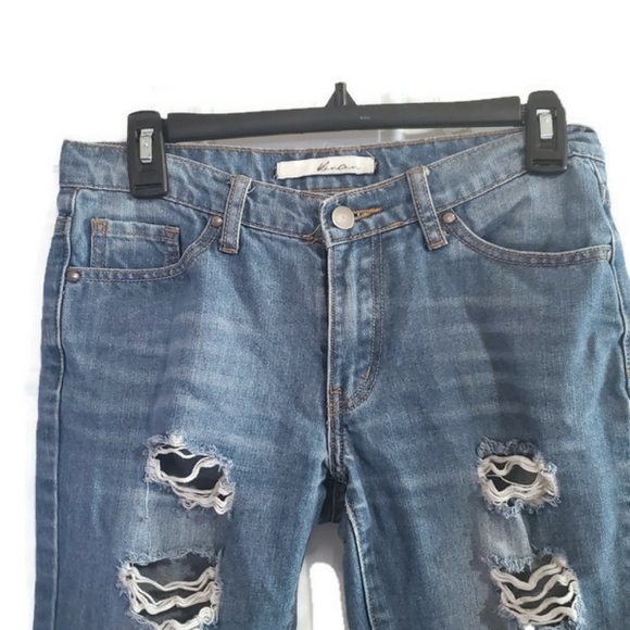 Kancan Womens Distressed Blue Jeans Size 24/0 Rips Factory Destroyed - Picture 3 of 5
